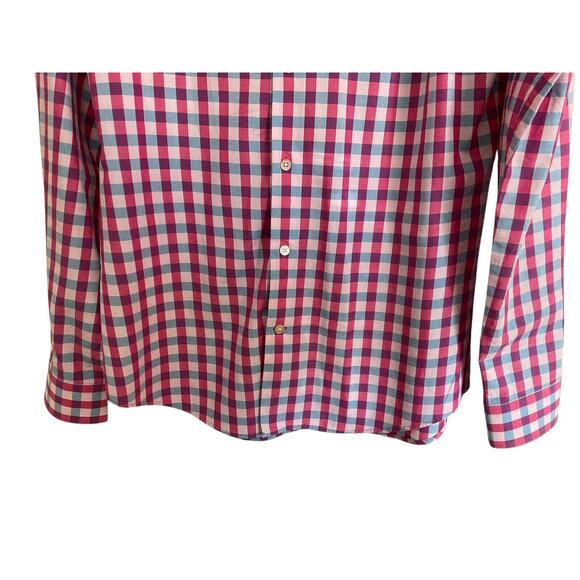 Express Extra Slim Fit Gingham Check Button Up Shirt M Pink Blue White - Picture 9 of 9